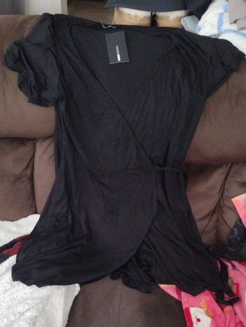 Fashion Nova Black Rhonda Wrap Romper